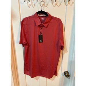 DTWOOO Men's Solid Performance Jersey Golf Polo in the color "Cranberry".